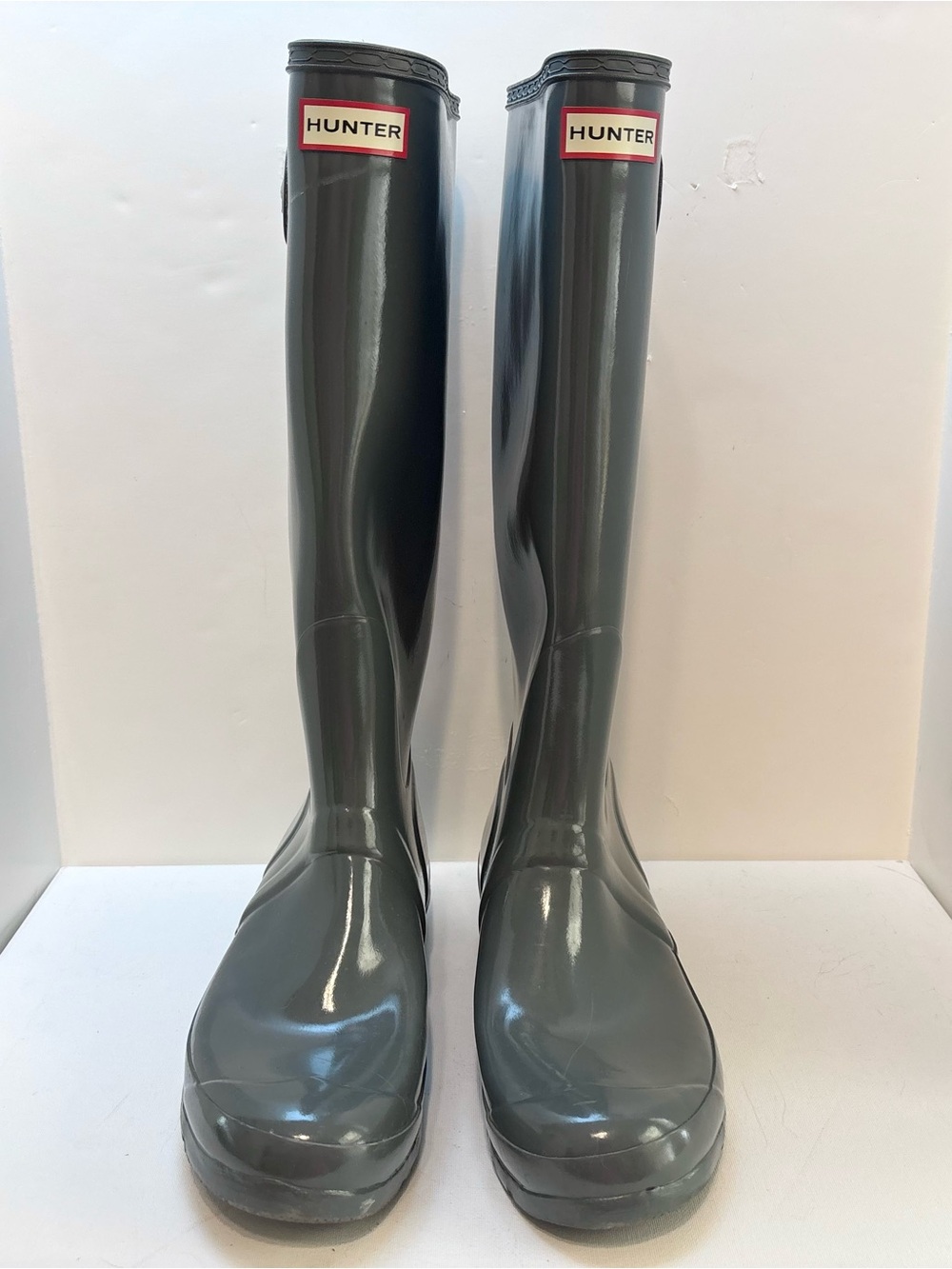 Hunter Gloss Tall Rain Boots in Charcoal Gray